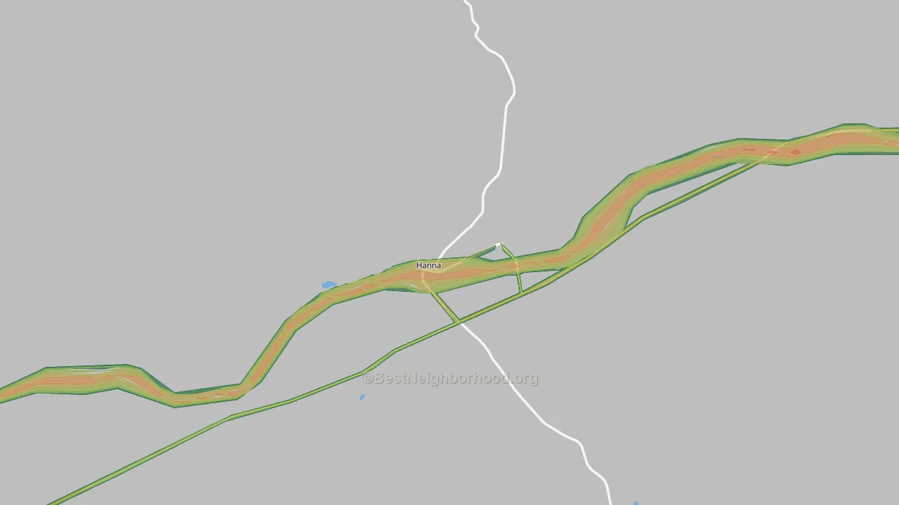 Hanna, WY Map of Noise Levels in Hanna