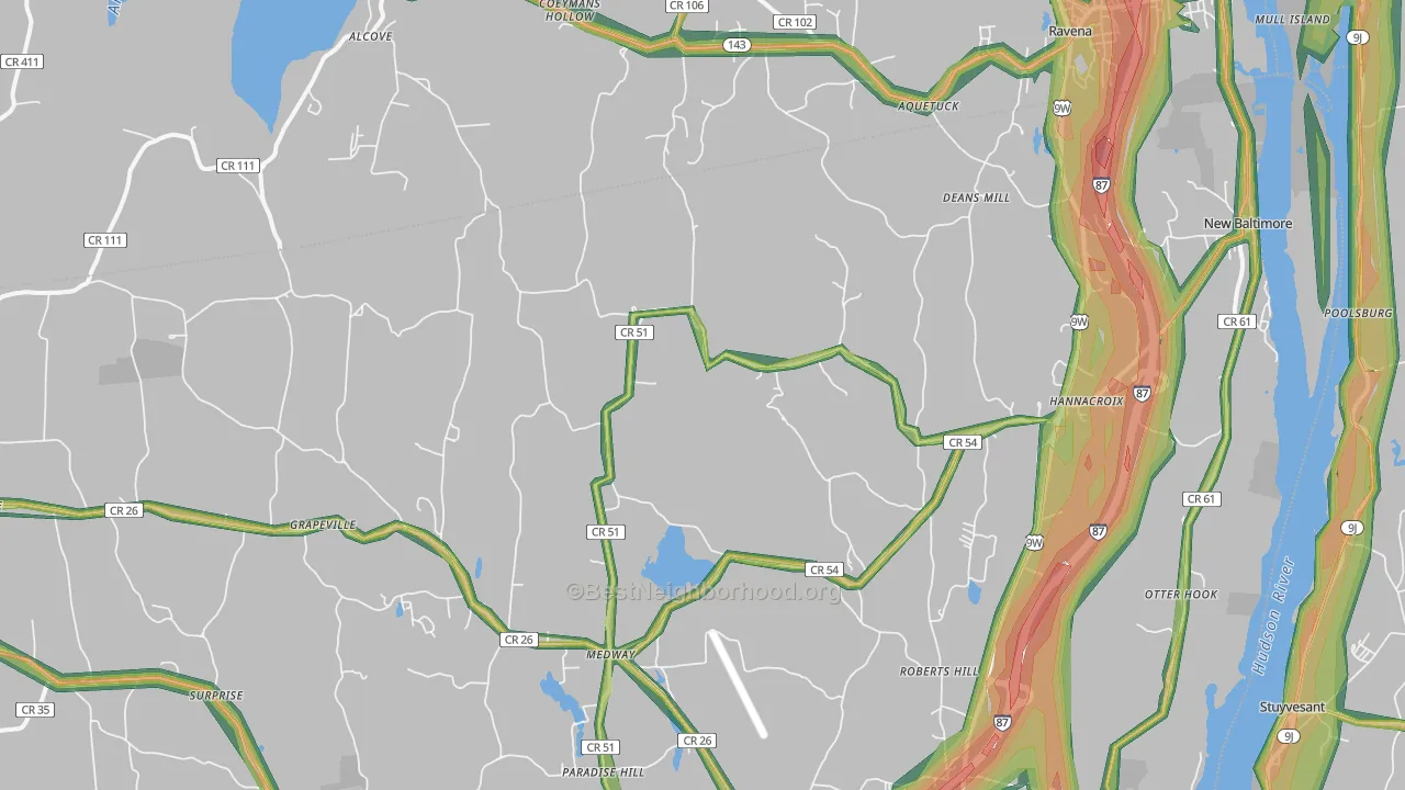 Hannacroix, NY Map of Noise Levels in Hannacroix