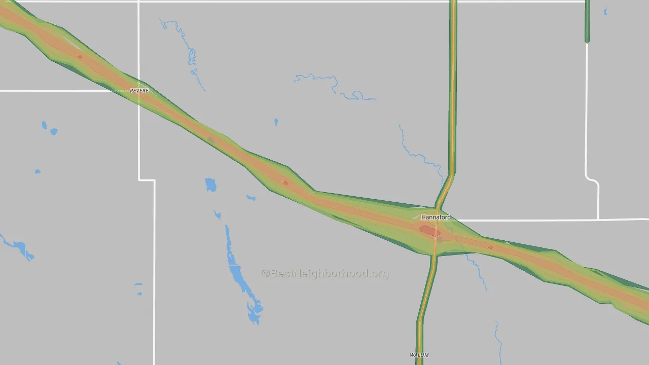 Hannaford, ND Map of Noise Levels in Hannaford