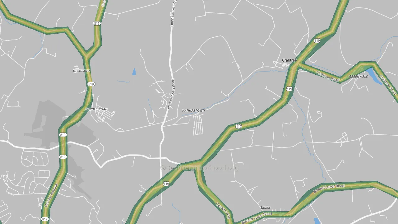 Hannastown, PA Map of Noise Levels in Hannastown