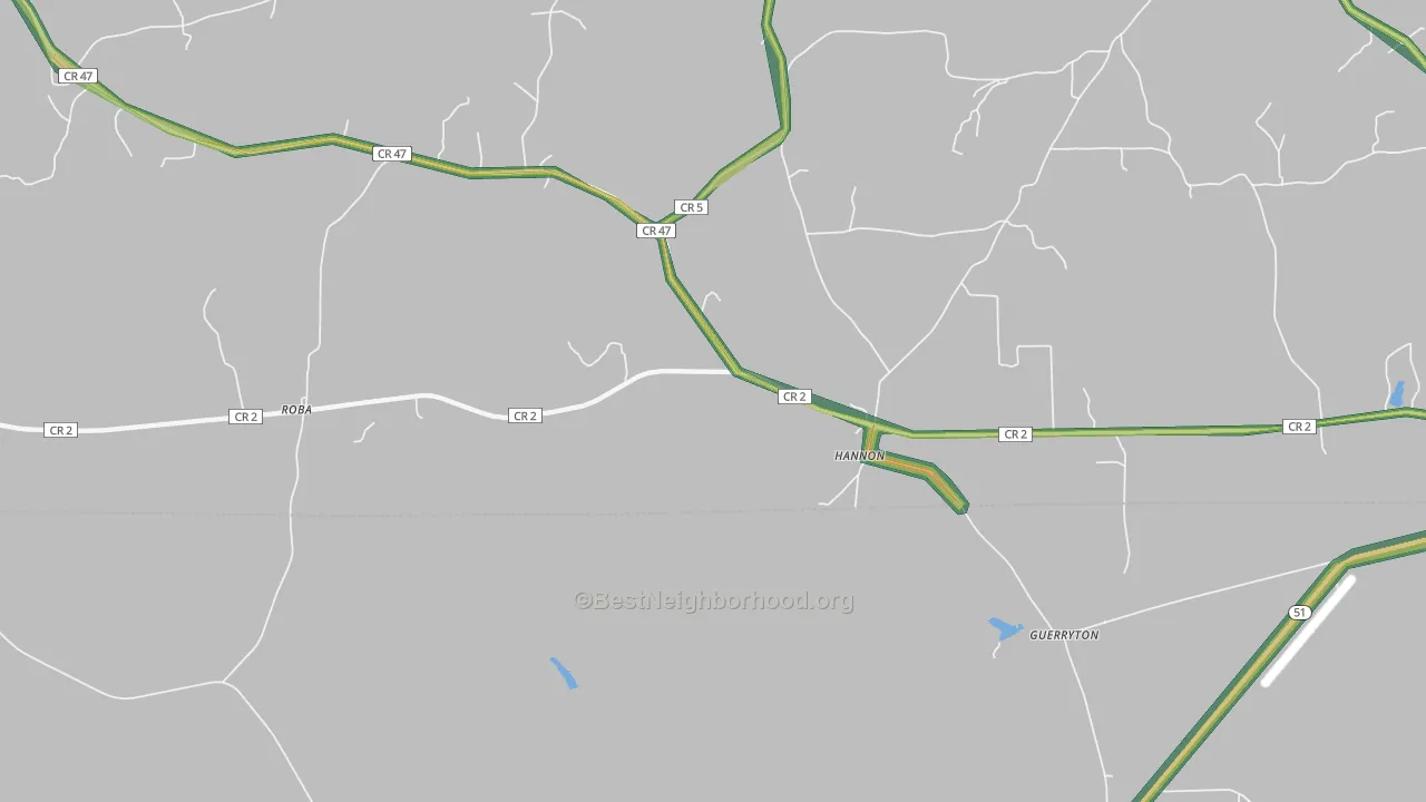 Hannon, AL Map of Noise Levels in Hannon
