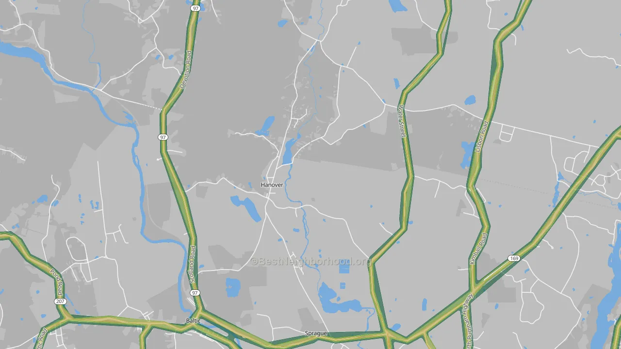 Hanover, CT Map of Noise Levels in Hanover