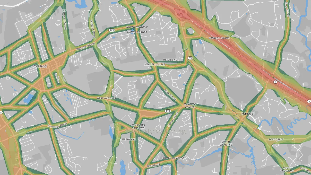 Hanover, MA Map of Noise Levels in Hanover