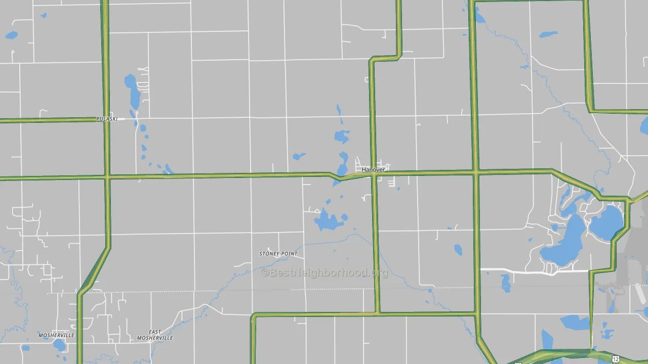 Hanover, MI Map of Noise Levels in Hanover