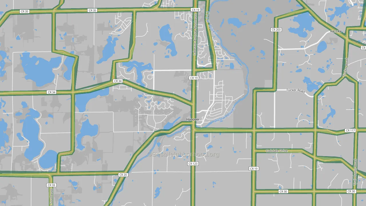Hanover, MN Map of Noise Levels in Hanover