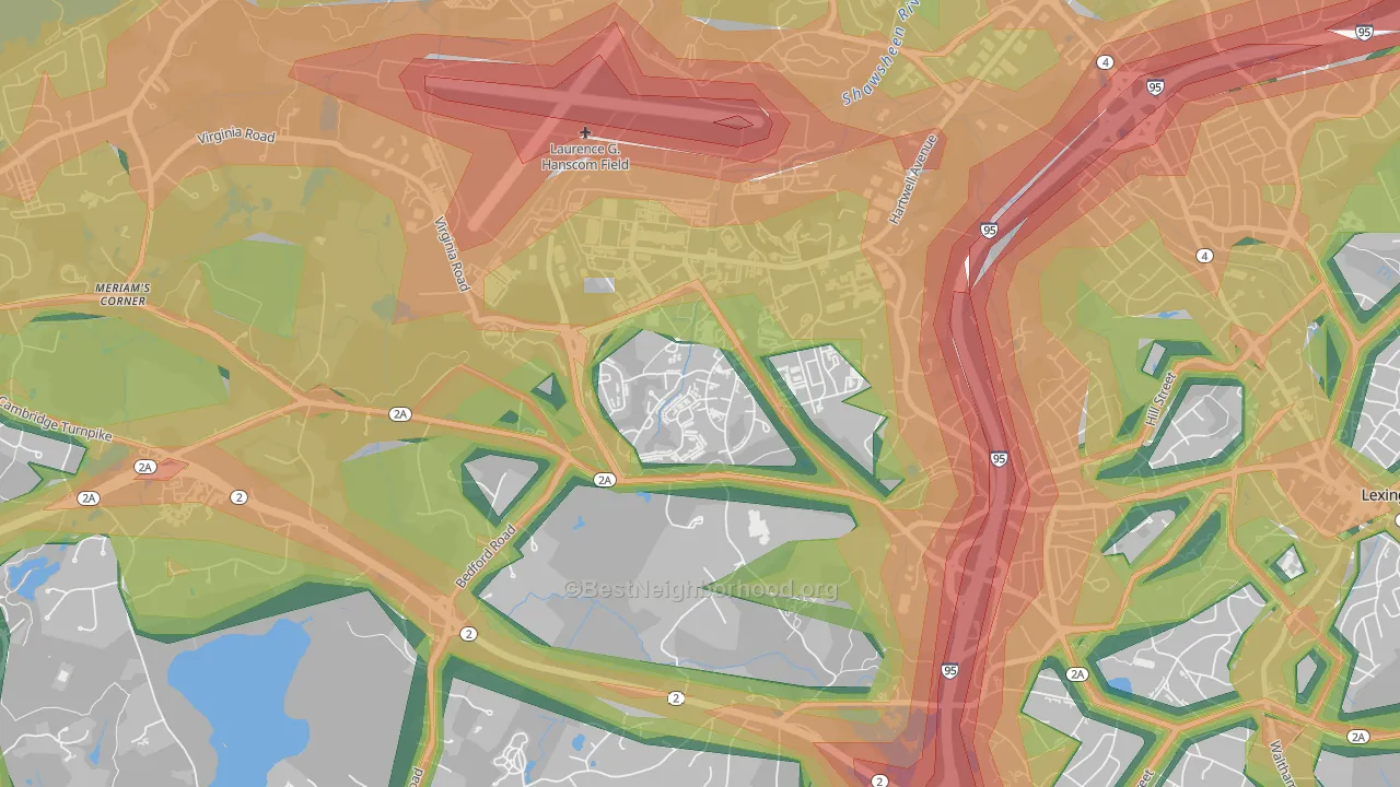 Hanscom Afb, MA Map of Noise Levels in Hanscom Afb
