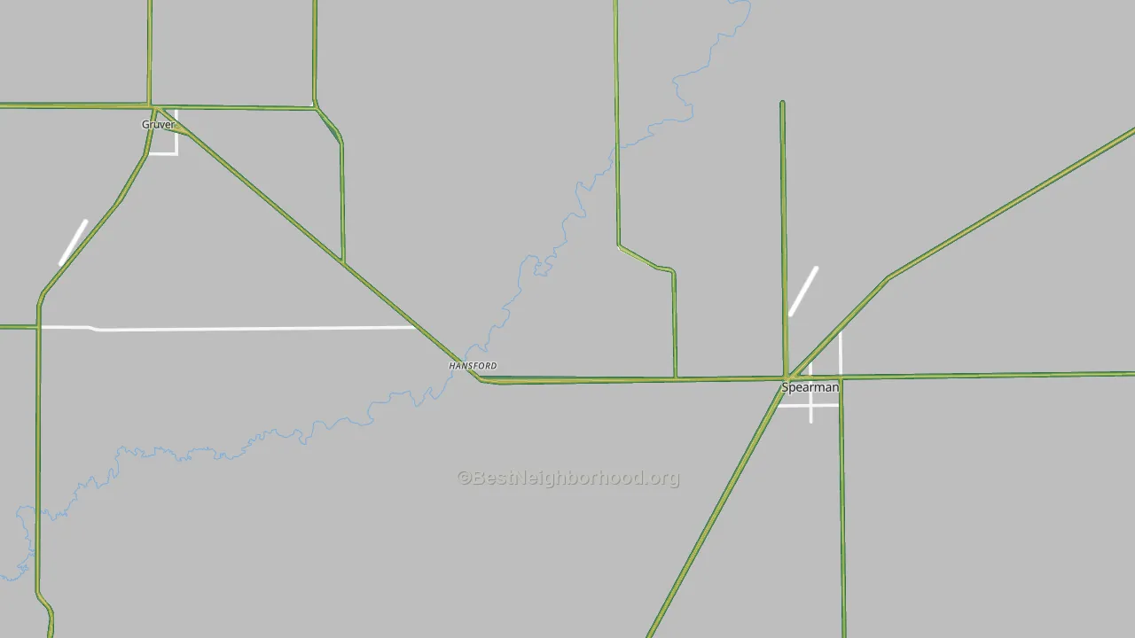Hansford County, TX Map of Noise Levels in Hansford County