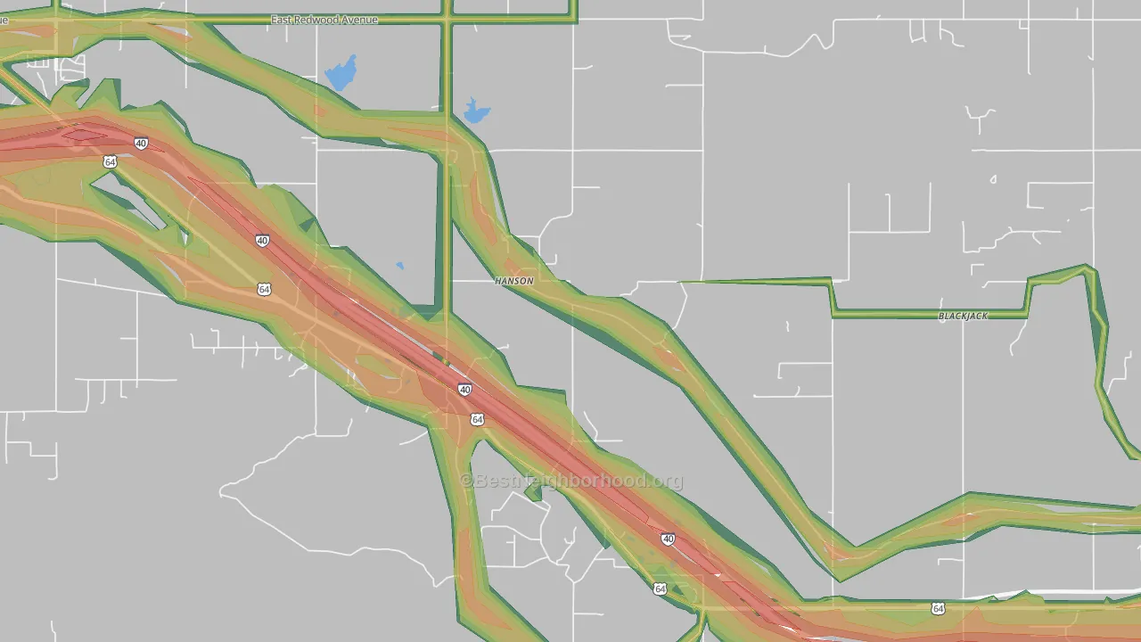 Hanson, OK Map of Noise Levels in Hanson