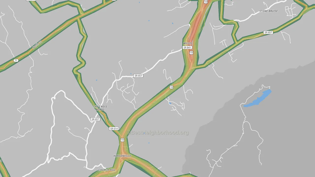 Hansonville, VA Map of Noise Levels in Hansonville