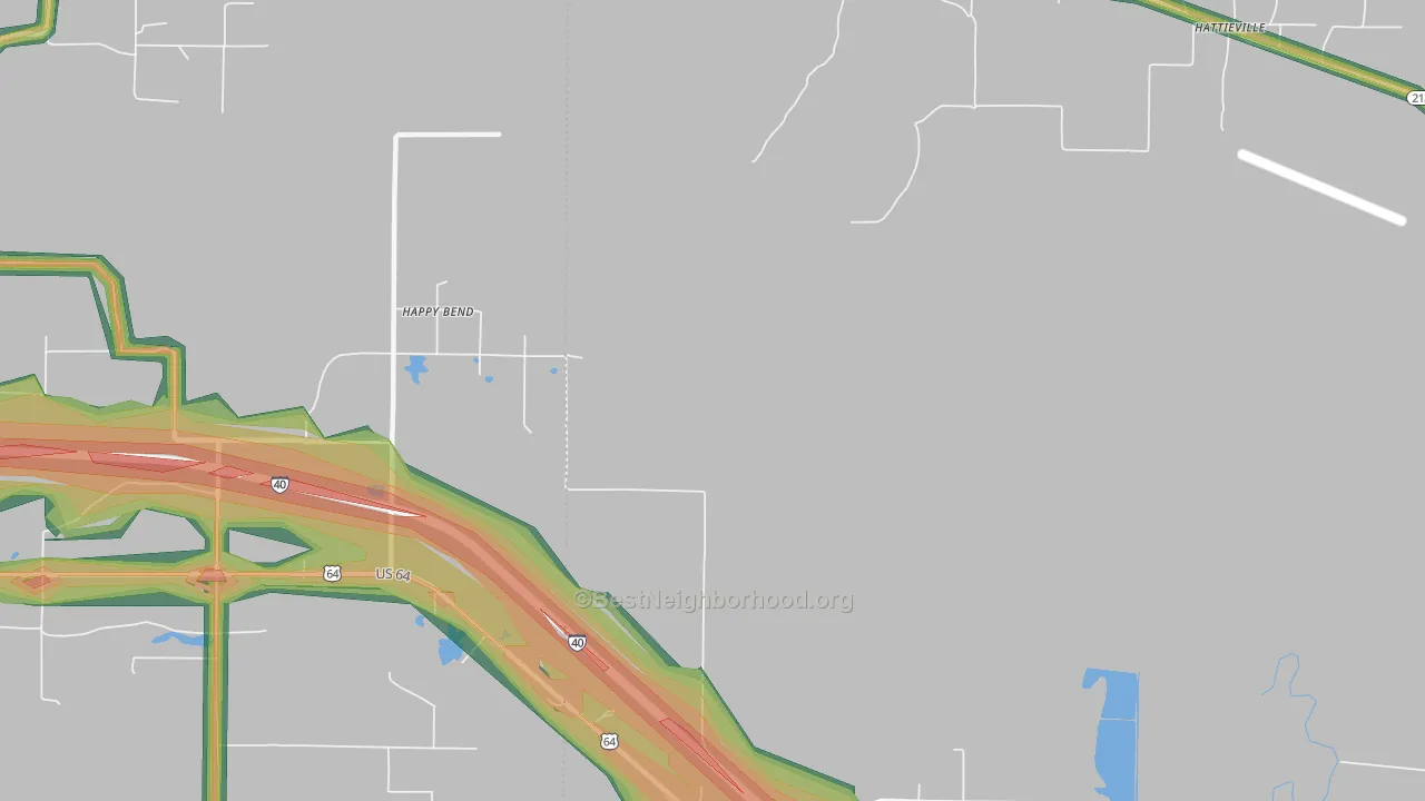 Happy Bend, AR Map of Noise Levels in Happy Bend