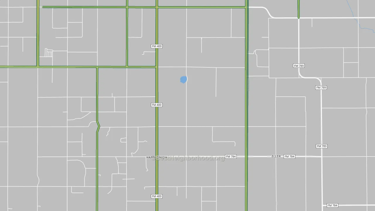Happy Union, TX Map of Noise Levels in Happy Union