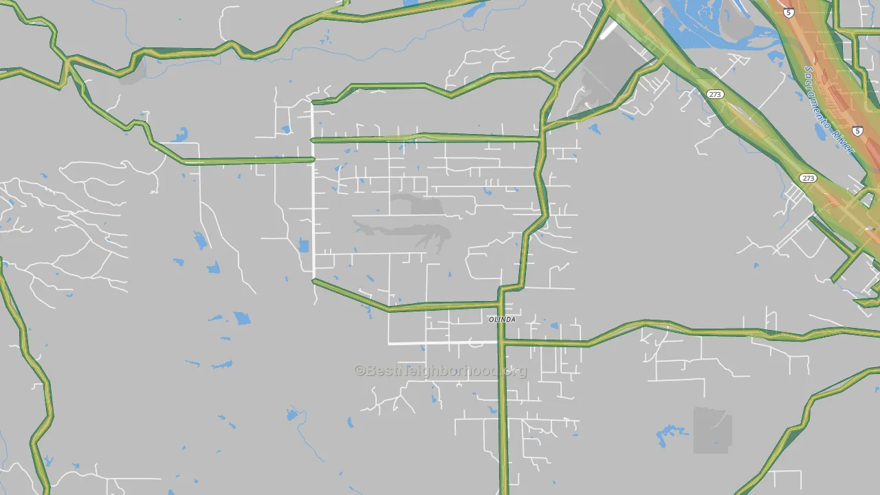 Happy Valley, Anderson, CA Map of Noise Levels in Happy Valley