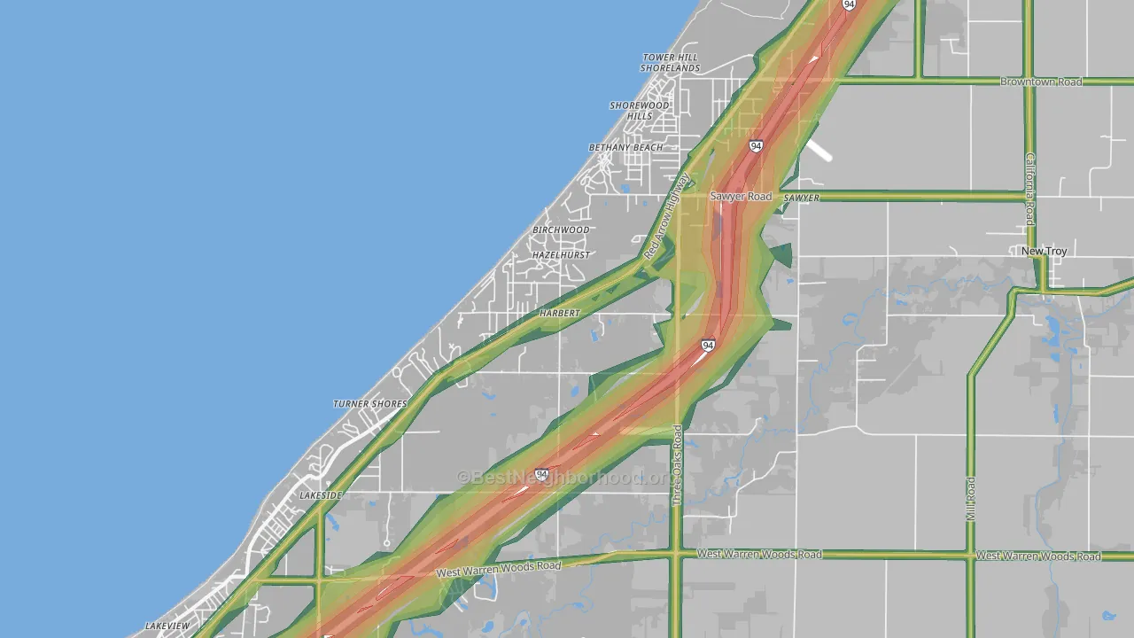 Harbert, MI Map of Noise Levels in Harbert