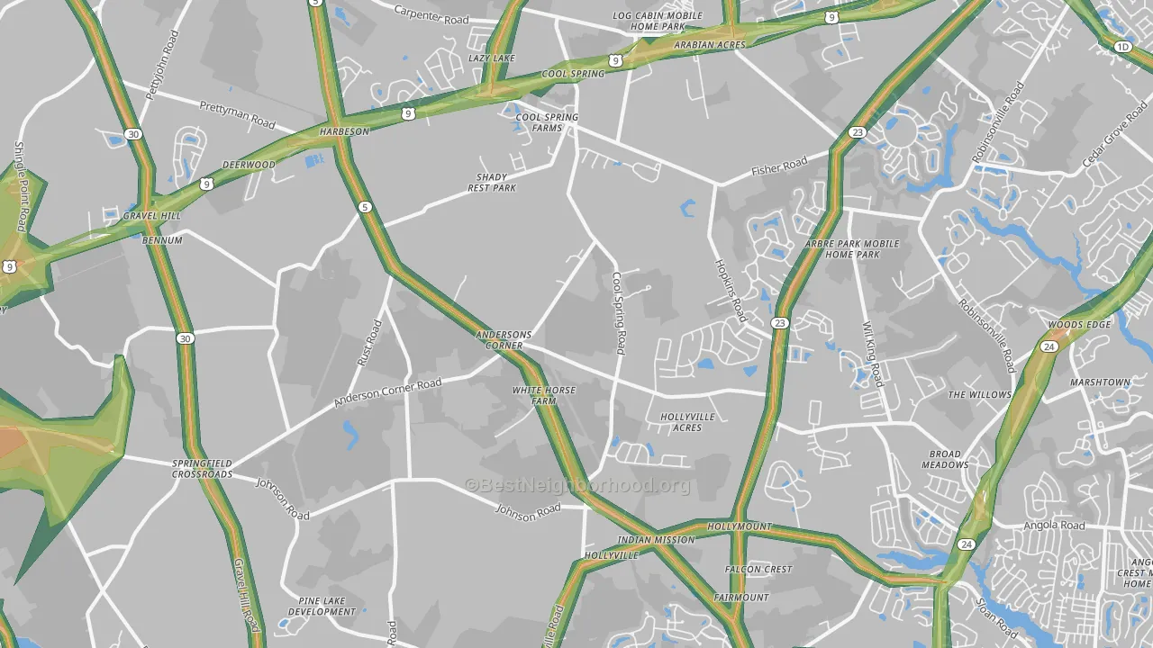 Harbeson, DE Map of Noise Levels in Harbeson