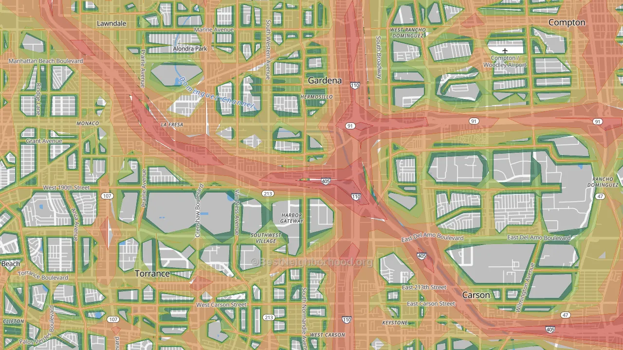 Harbor Gateway, Torrance, CA Map of Noise Levels in Harbor Gateway