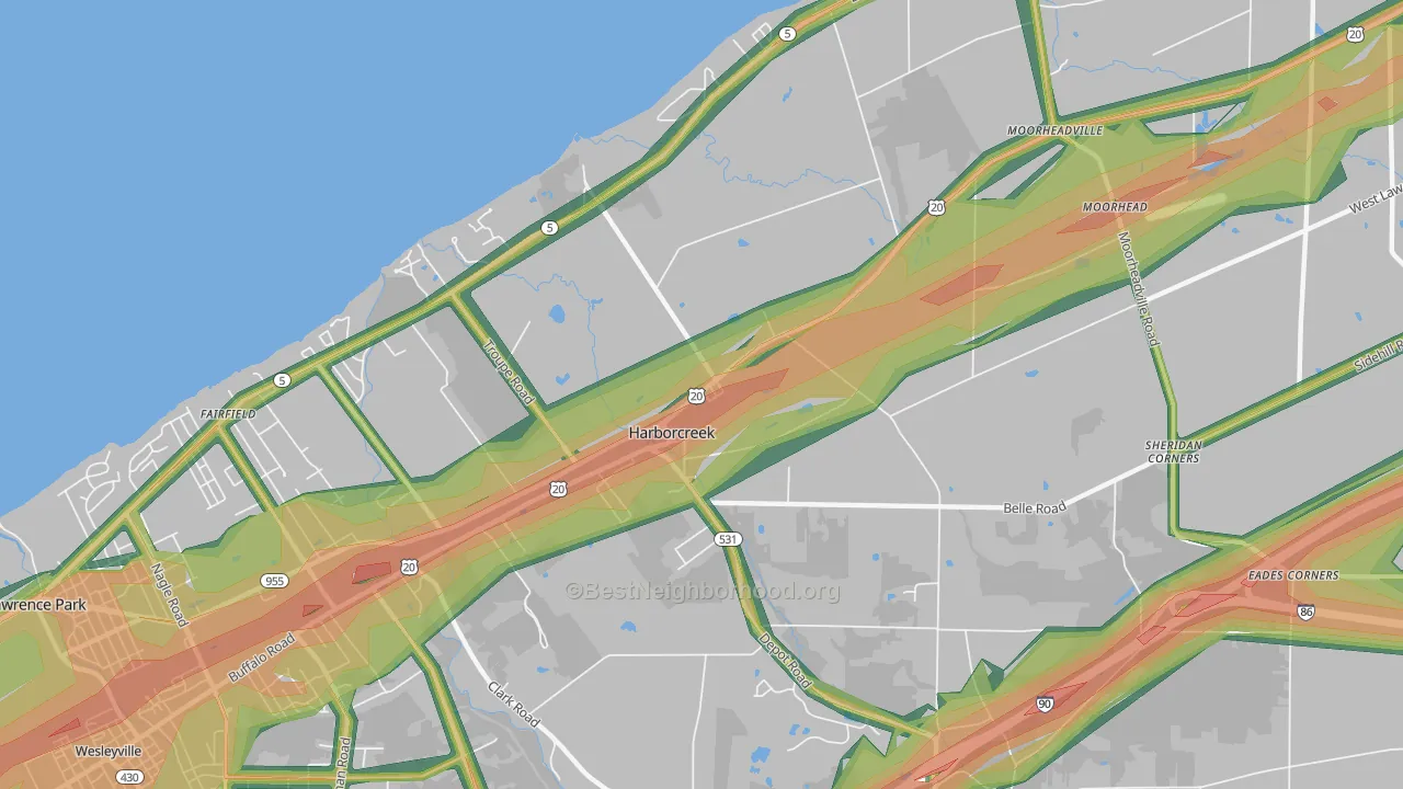 Harborcreek, PA Map of Noise Levels in Harborcreek