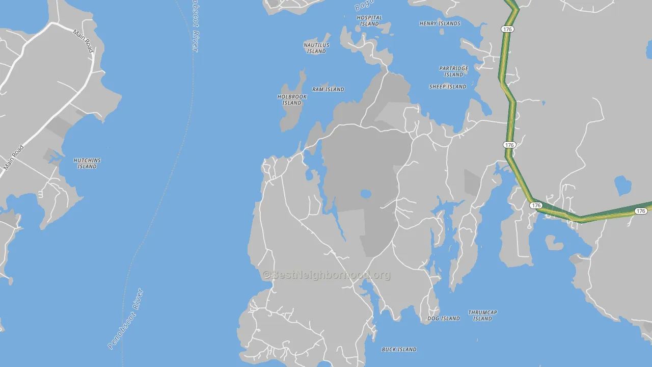 Harborside, ME Map of Noise Levels in Harborside
