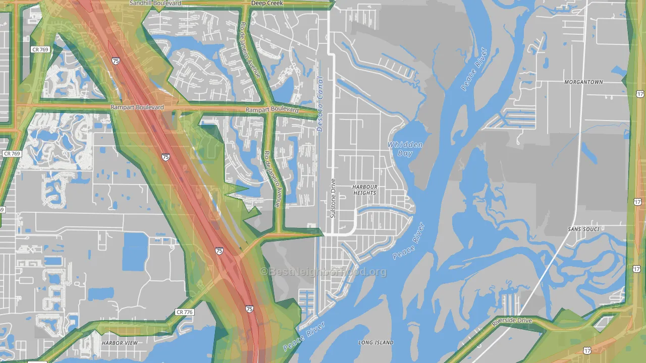 Harbour Heights, FL Map of Noise Levels in Harbour Heights
