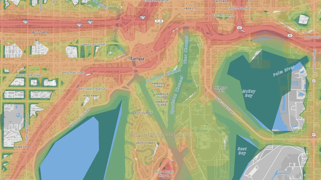 Harbour Island, Tampa, FL Map of Noise Levels in Harbour Island