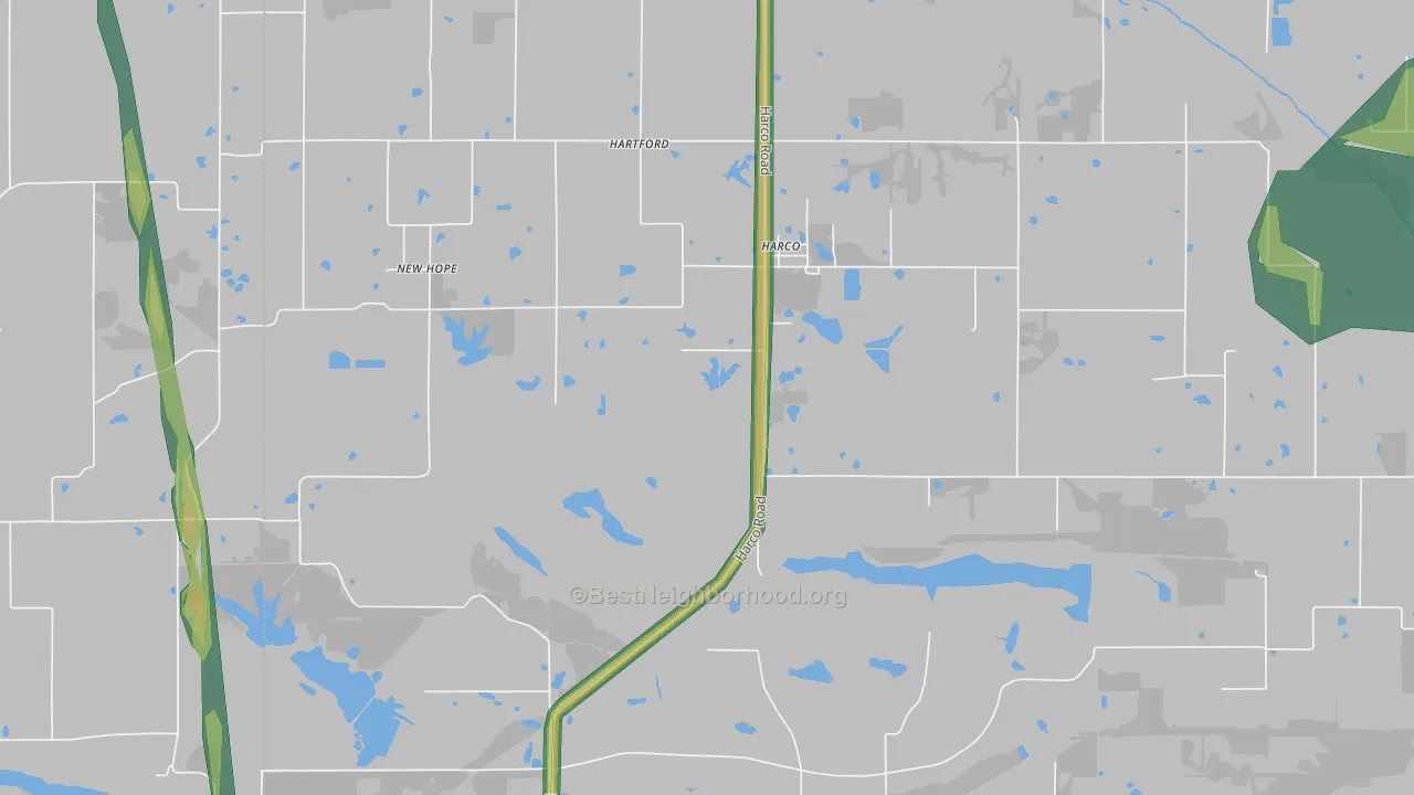 Harco, IL Map of Noise Levels in Harco