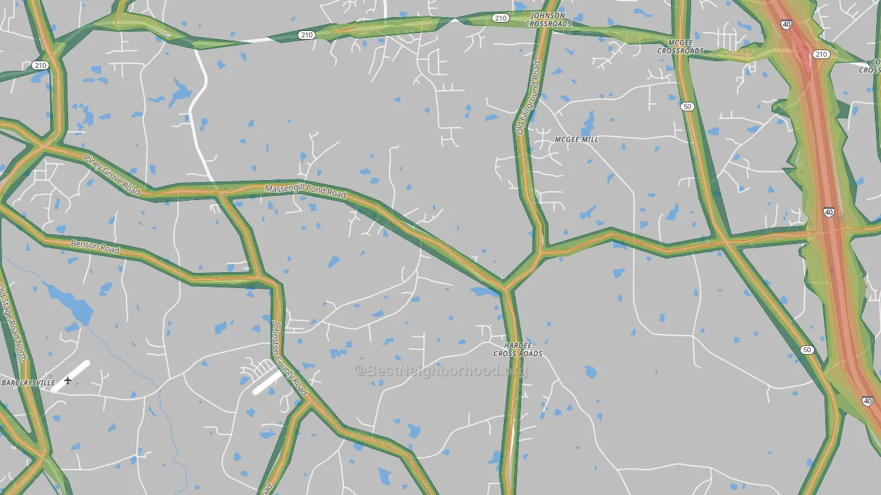 Hardee Cross Roads, NC Map of Noise Levels in Hardee Cross Roads