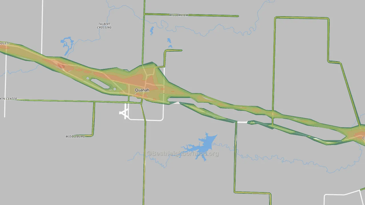 Hardeman County, TX Map of Noise Levels in Hardeman County