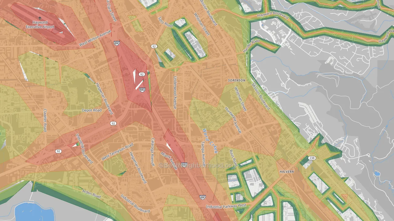 Harder-Tennyson, Hayward, CA Map of Noise Levels in Harder-Tennyson