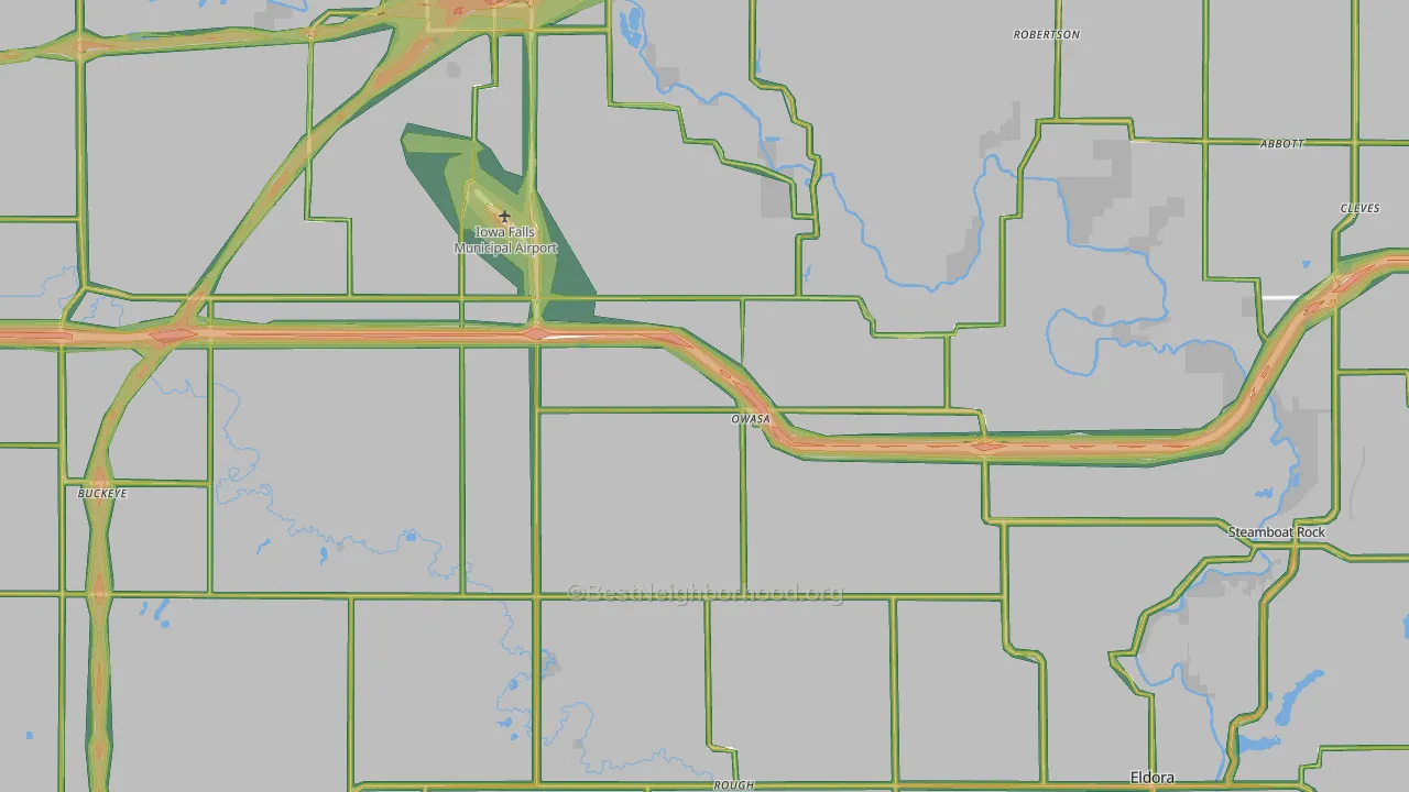 Hardin County, IA Map of Noise Levels in Hardin County