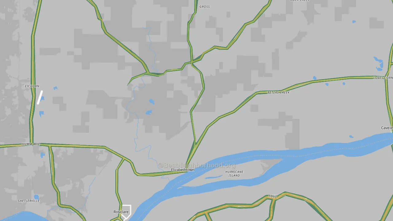 Hardin County, IL Map of Noise Levels in Hardin County