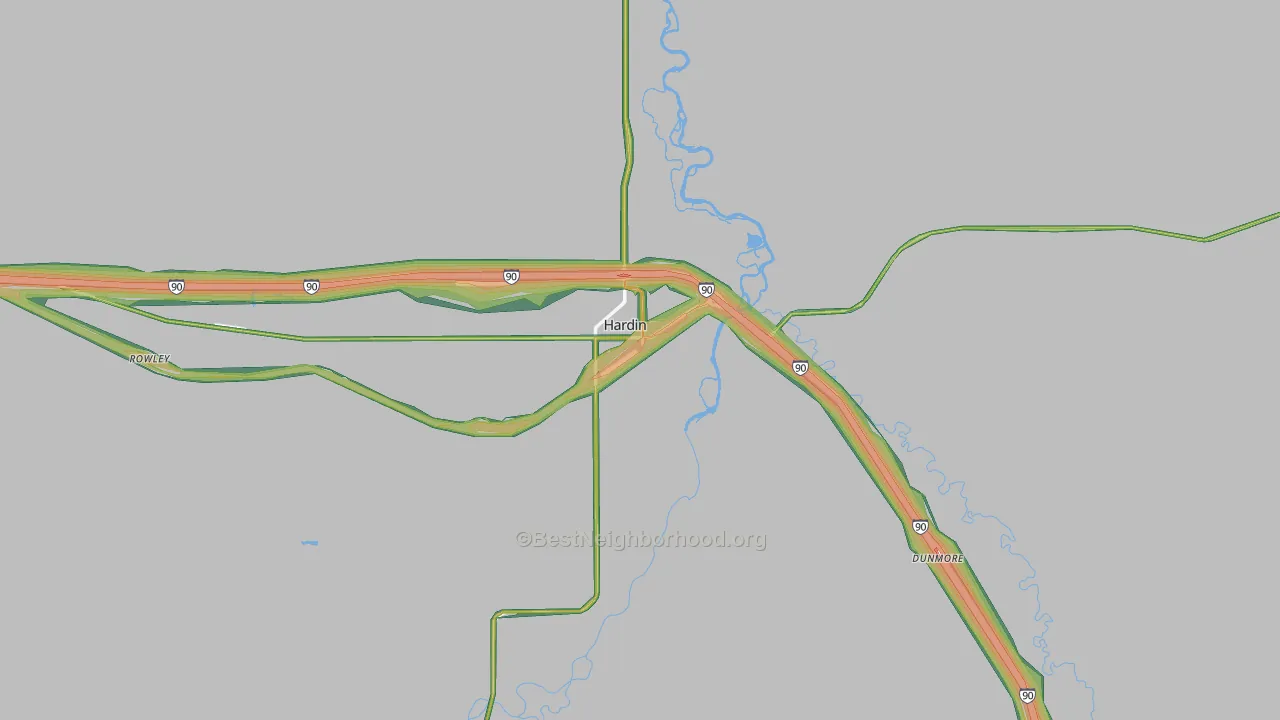 Hardin, MT Map of Noise Levels in Hardin