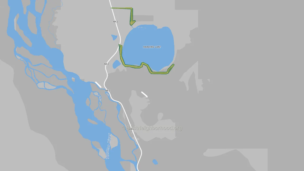 Harding-Birch Lakes, AK Map of Noise Levels in Harding-Birch Lakes