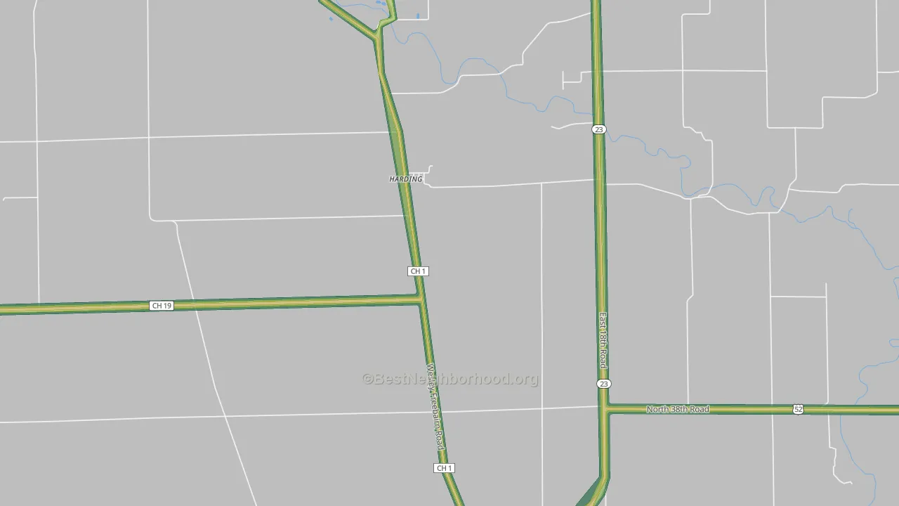 Harding, IL Map of Noise Levels in Harding