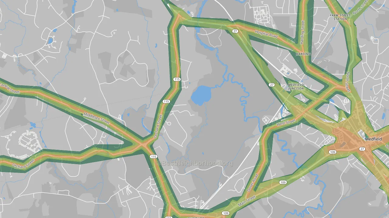 Harding, MA Map of Noise Levels in Harding