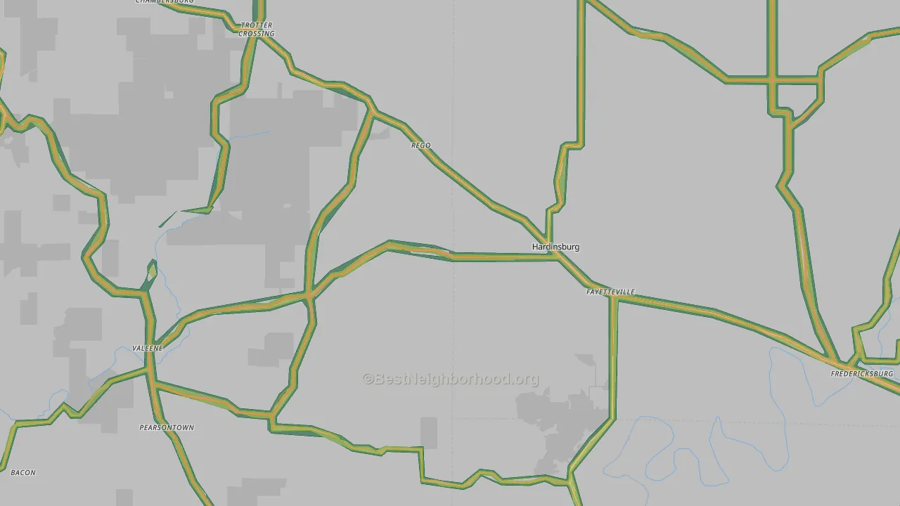 Hardinsburg, IN Map of Noise Levels in Hardinsburg