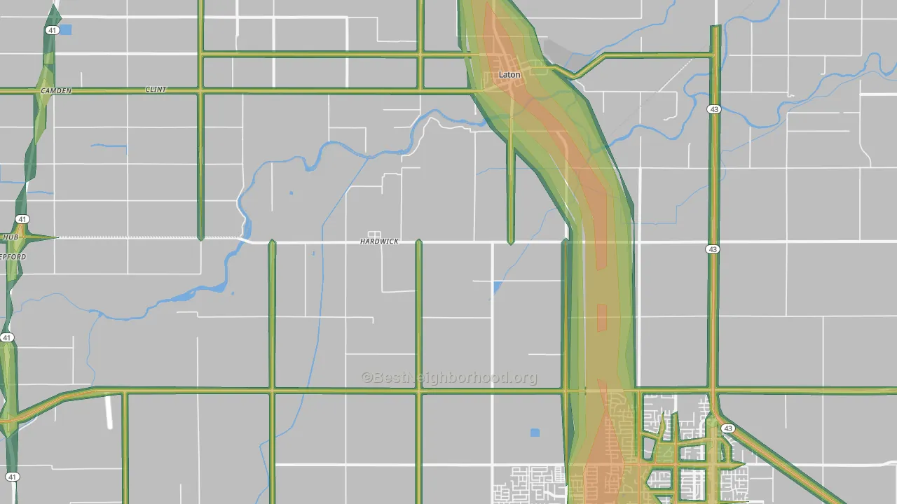 Hardwick, CA Map of Noise Levels in Hardwick