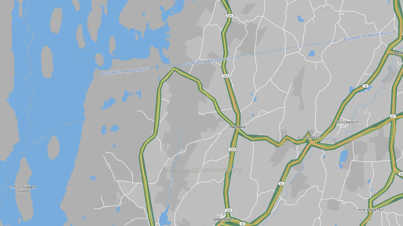 Hardwick, MA Map of Noise Levels in Hardwick