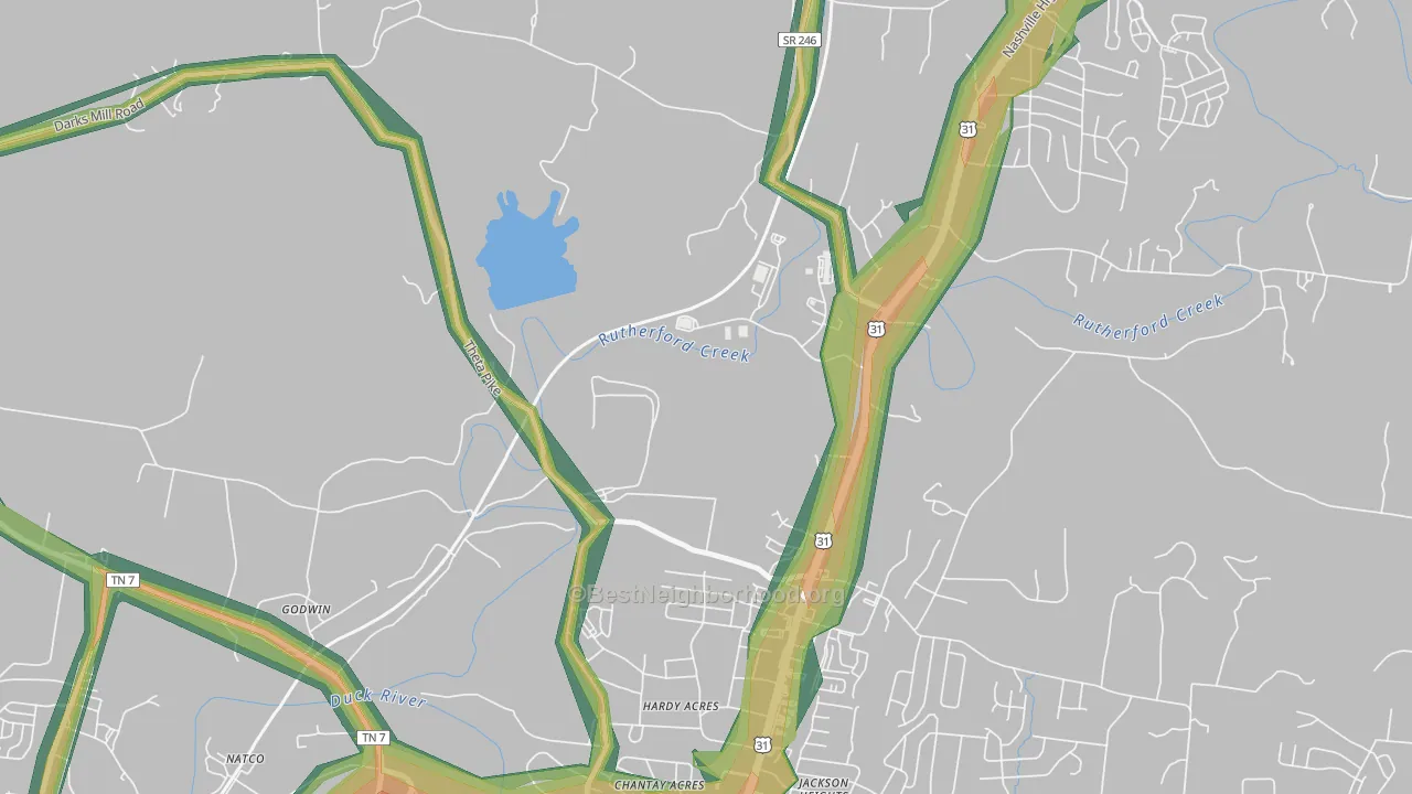 Hardy Acres, TN Map of Noise Levels in Hardy Acres