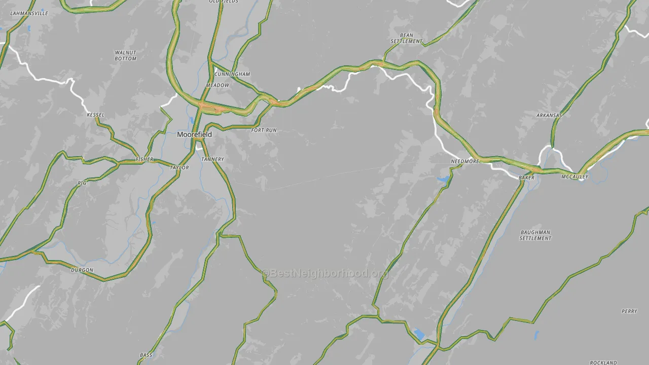 Hardy County, WV Map of Noise Levels in Hardy County