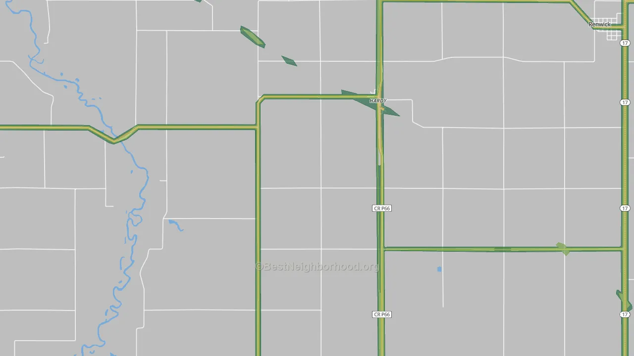 Hardy, IA Map of Noise Levels in Hardy