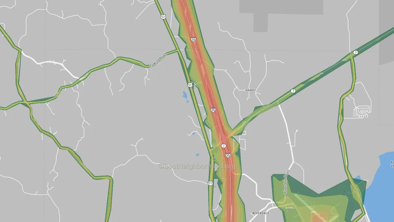 Hardy, MS Map of Noise Levels in Hardy