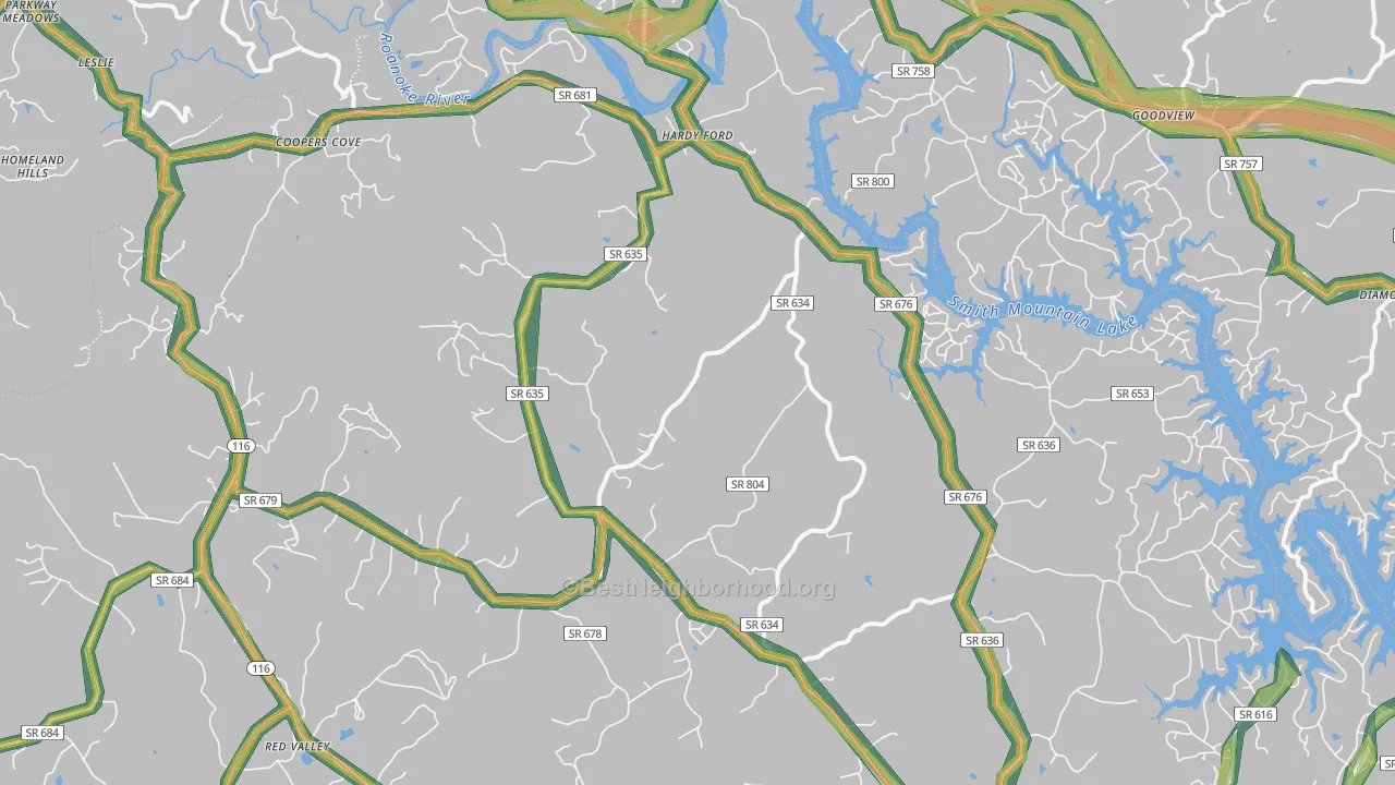 Hardy, VA Map of Noise Levels in Hardy
