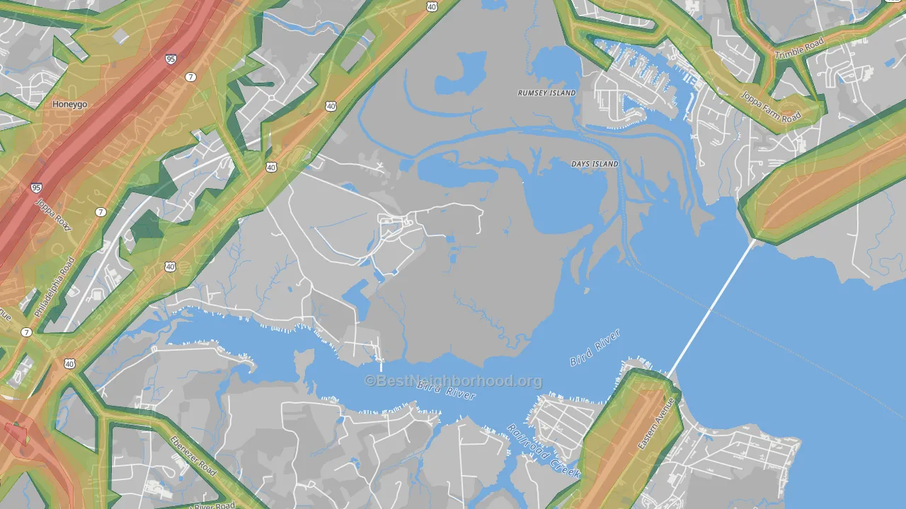 Harewood Park, MD Map of Noise Levels in Harewood Park