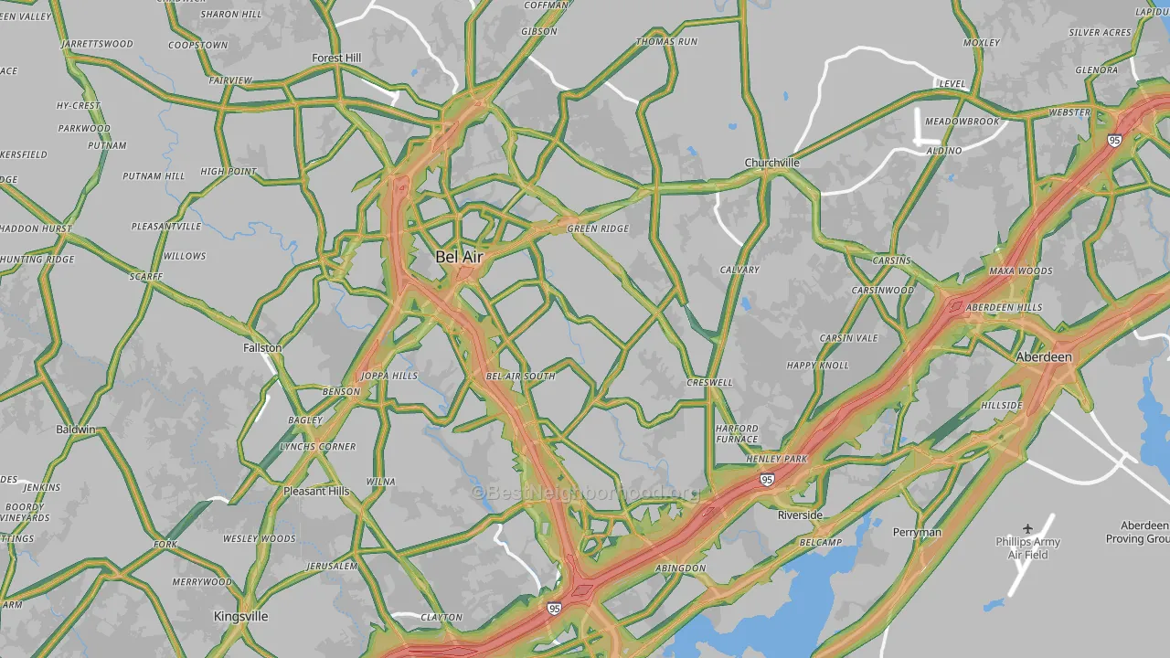 Harford County, MD Map of Noise Levels in Harford County