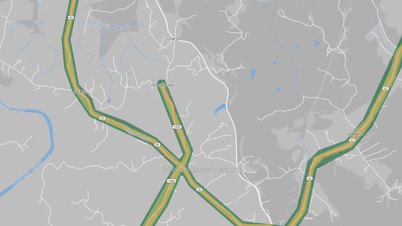 Hargett, KY Map of Noise Levels in Hargett