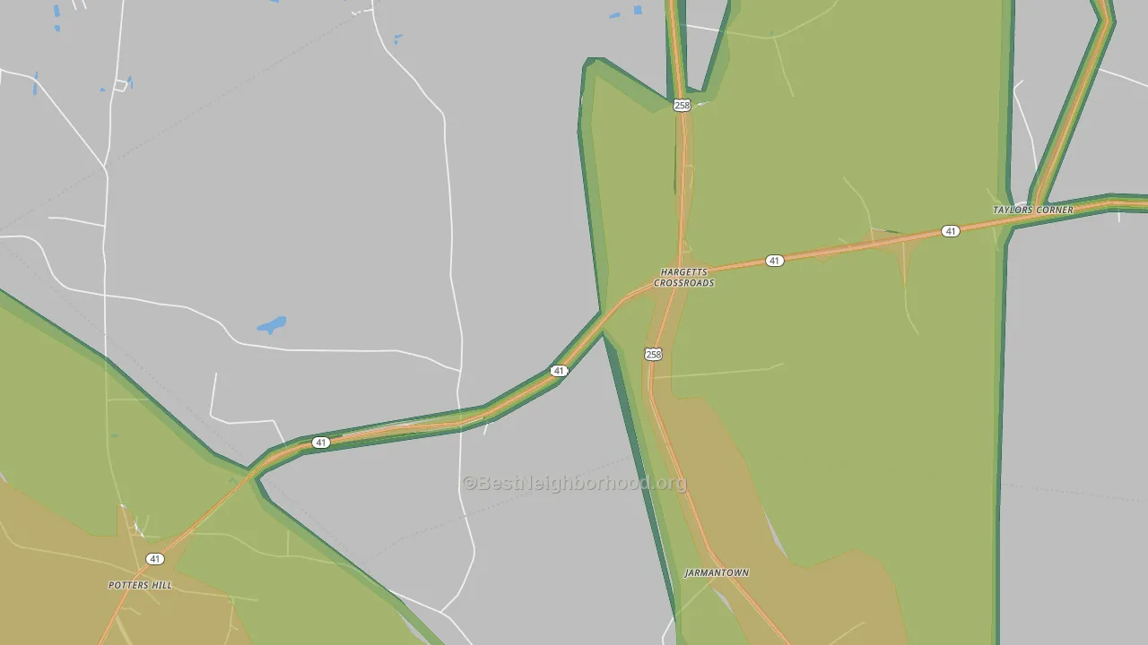 Hargetts Crossroads, NC Map of Noise Levels in Hargetts Crossroads