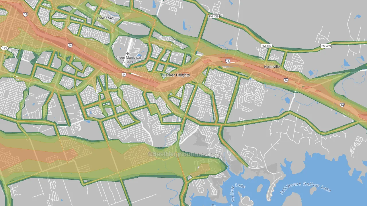 Harker Heights, TX Map of Noise Levels in Harker Heights