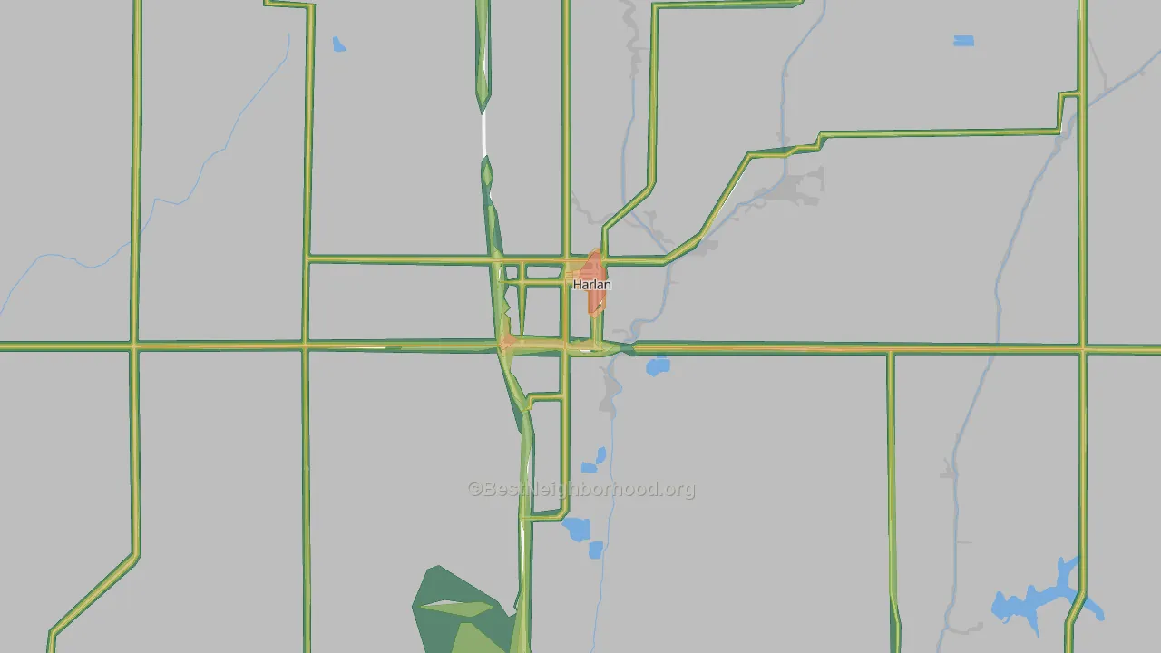 Harlan, IA Map of Noise Levels in Harlan