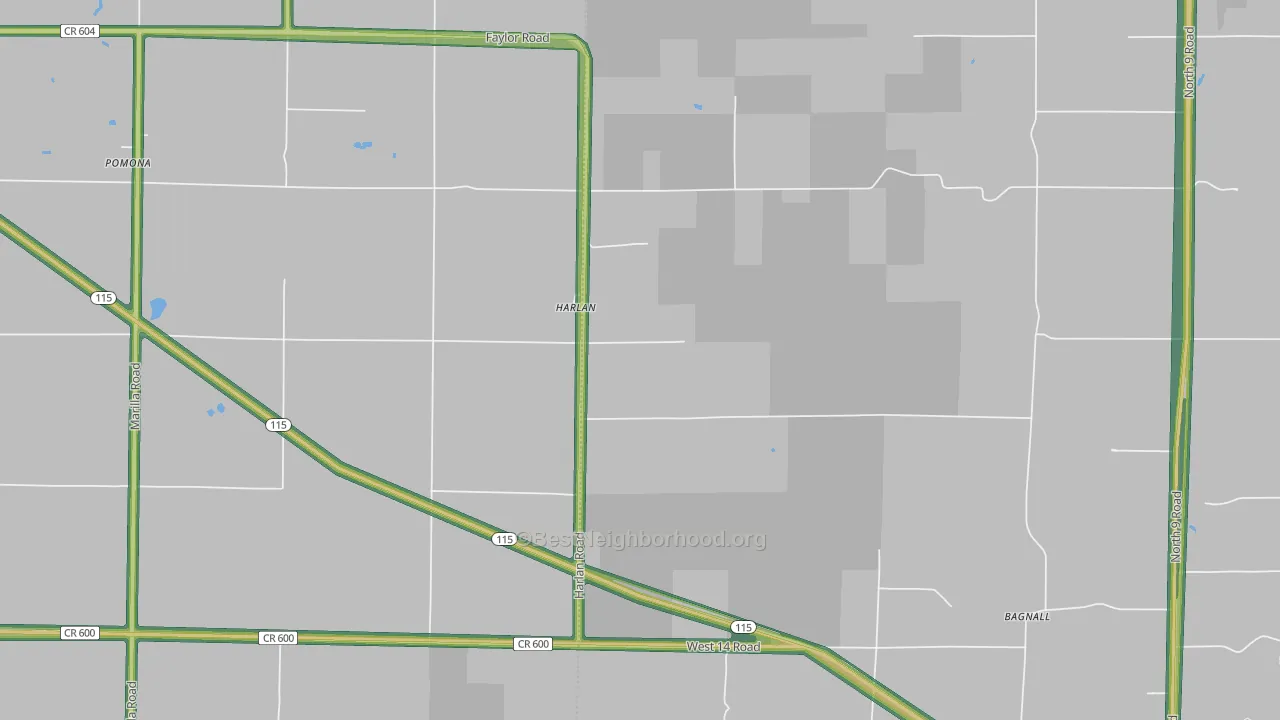 Harlan, MI Map of Noise Levels in Harlan
