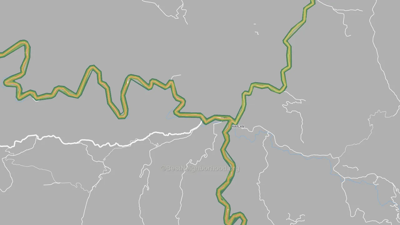 Harlan, OR Map of Noise Levels in Harlan