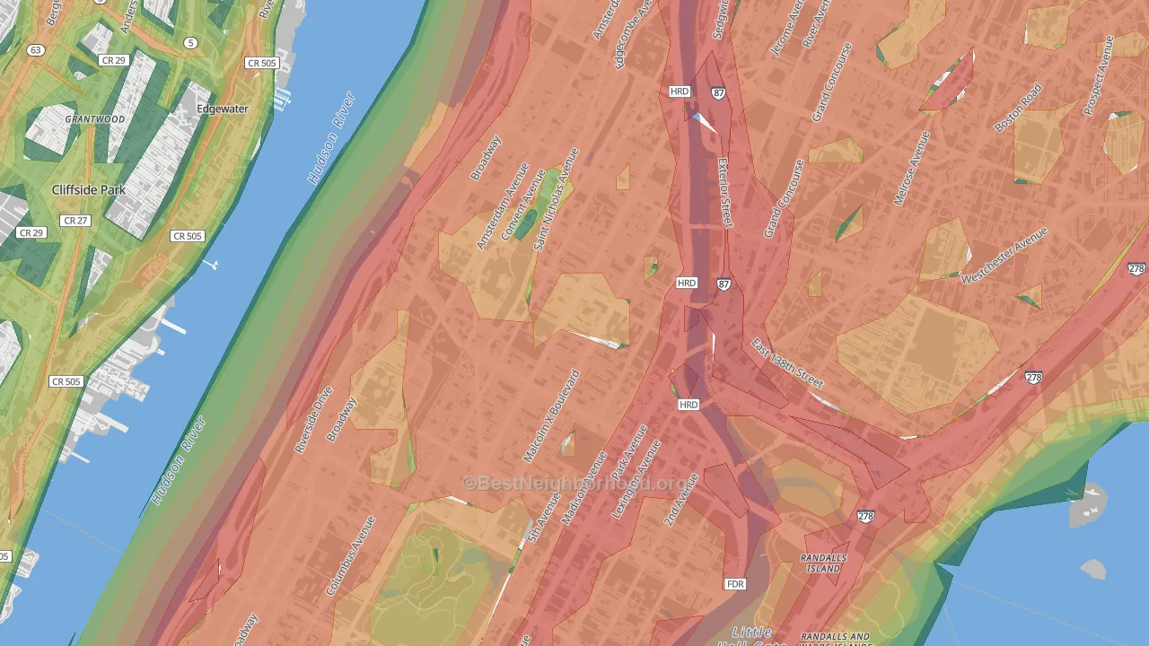 Harlem, Manhattan, NY Map of Noise Levels in Harlem